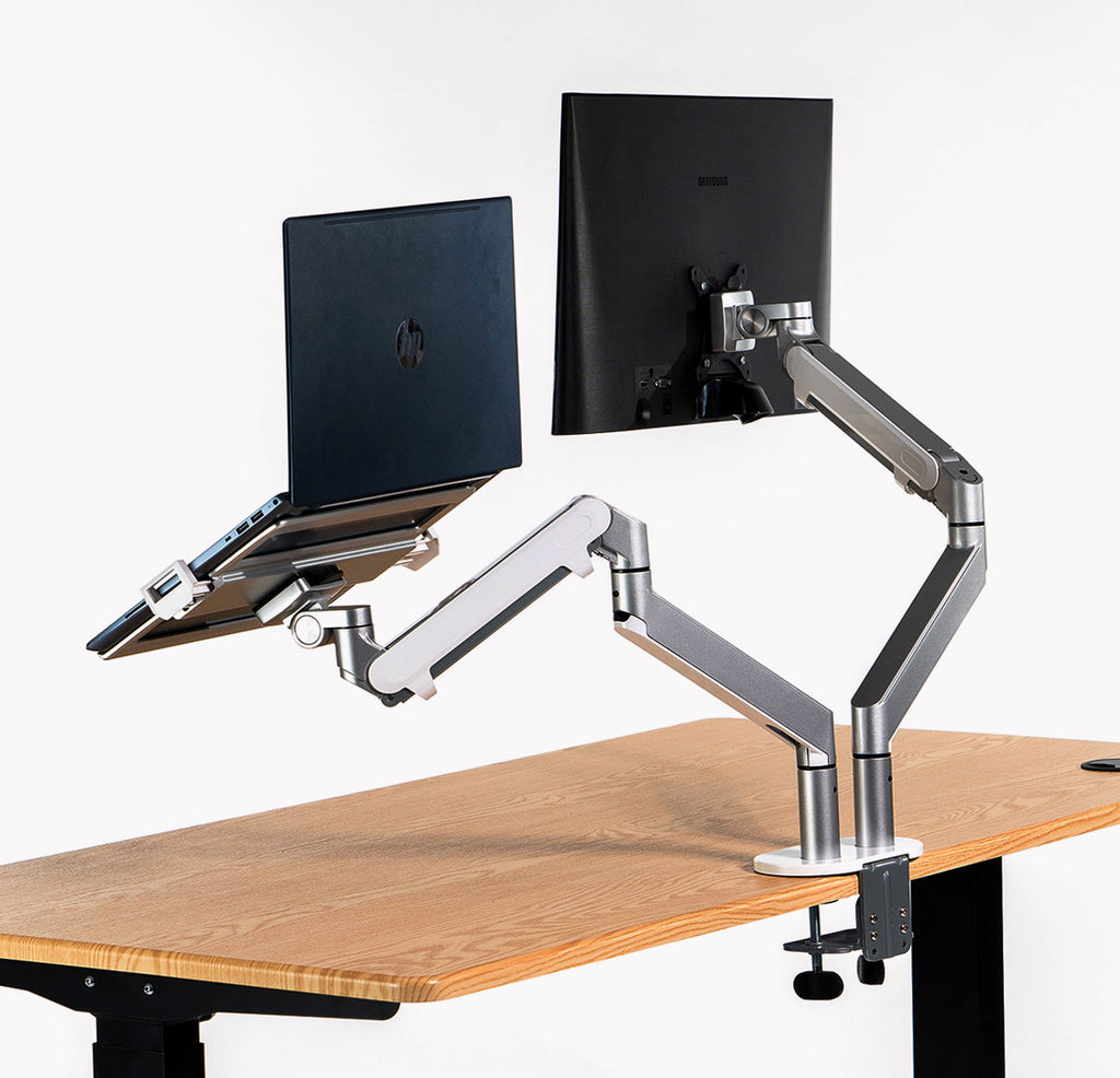 Soporte de escritorio para monitor de doble brazo articulado - Soporte